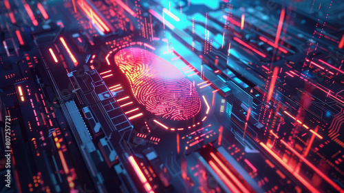 A close up of a fingerprint on a computer chip