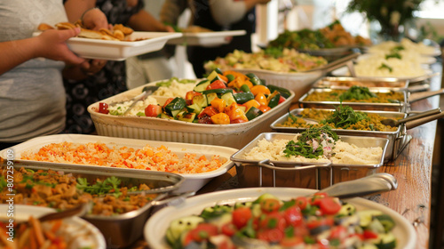 An international potluck meal where attendees bring food from their home countries and share recipes and narratives while breaking bread in a spirit of kindness and solidarity