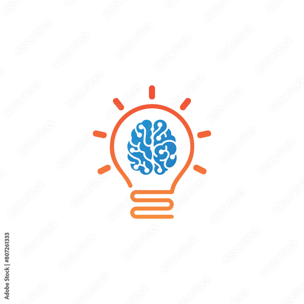 Smart idea logo design with Brain symbol light bulb vector Smart idea logo design with Brain symbol light bulb vector