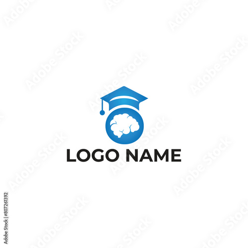 Smart idea logo design with Brain symbol vector
