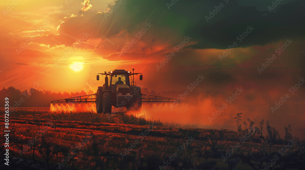 A tractor is driving through a field of tall grass A tractor is driving through a field of tall grass