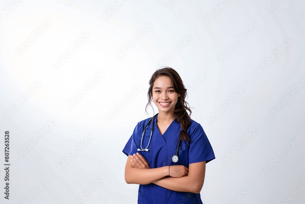 Portrait of a smiling young female doctor with stethoscope on white background Portrait of a smiling young female doctor with stethoscope on white background