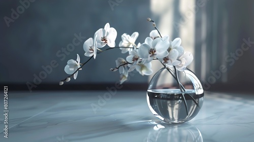 a glass vase with delicate butterfly orchids  capturing the essence of grace and sophistication.