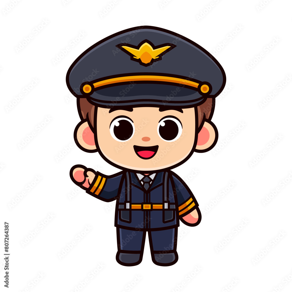 Cute boy in pilot costume with vector illustration graphic design