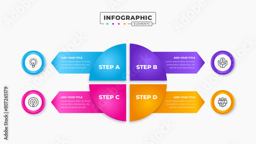 Vector business process infographic design template with 4 steps or options