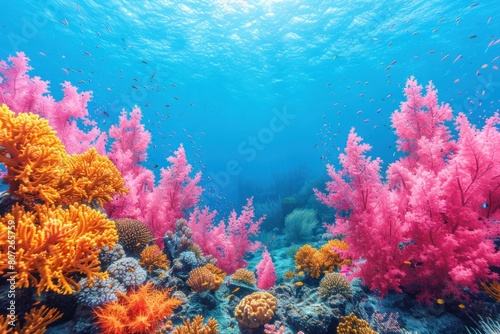 Abundant coral reef showcasing vibrant colors and diverse marine life