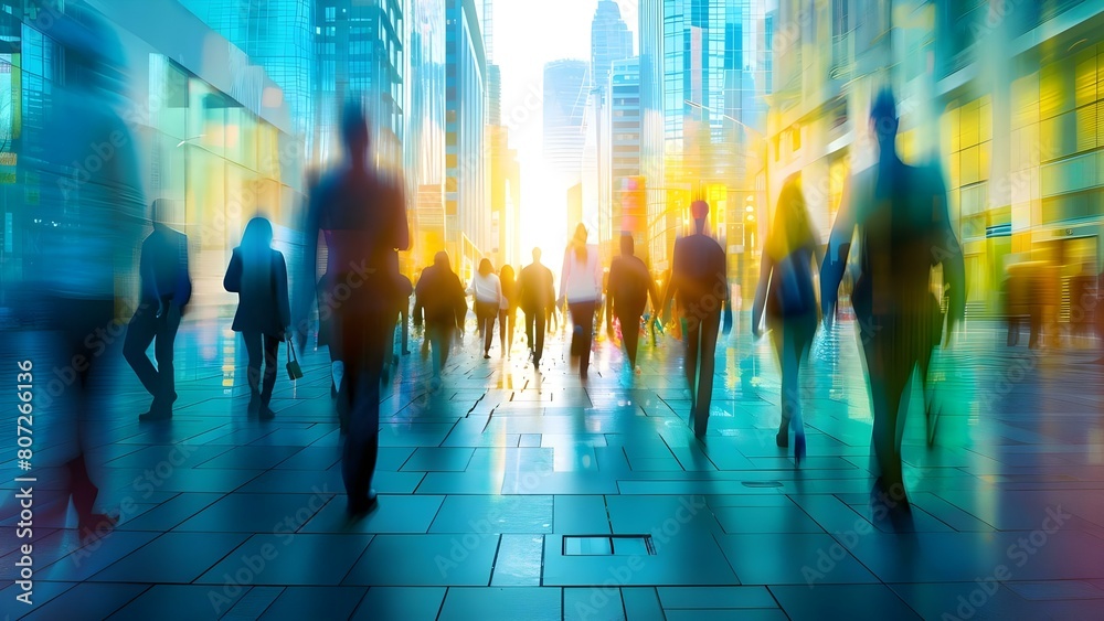 Urban professionals walking during rush hour low angle view captures motion. Concept City Life, Urban Professionals, Rush Hour, Low Angle View, Motion Captures