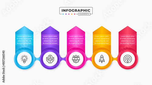 Vector business process label infographic design template with 5 steps