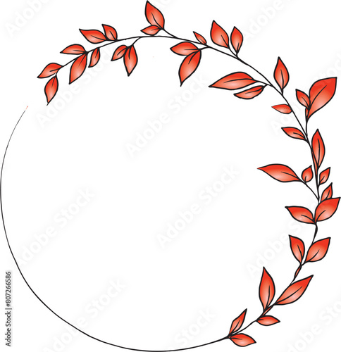 Vector round botanical frame isolated on a white background