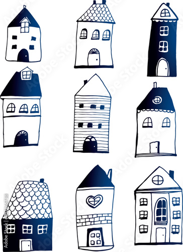 Hand drawn house vector set