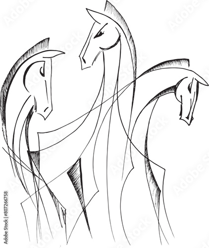 Vector silhouette of a running horse