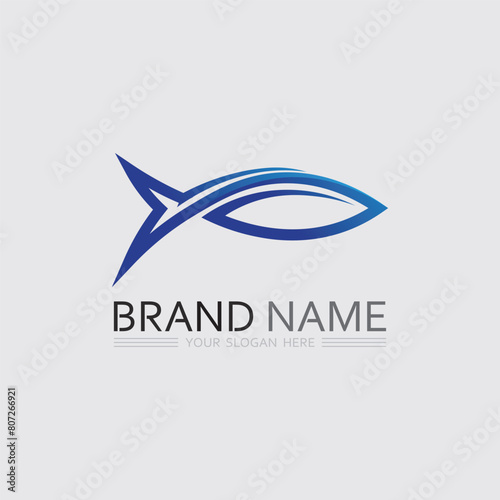 Fish and Fishing logo aquatic design animal vector illustration