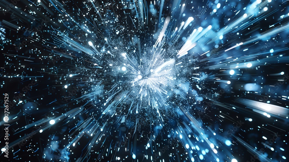 An array of spectacular firework bursts, ranging from intense blues to bright whites, set against a pitchblack sky An array of spectacular firework bursts, ranging from intense blues to bright whites, set against a pitchblack sky