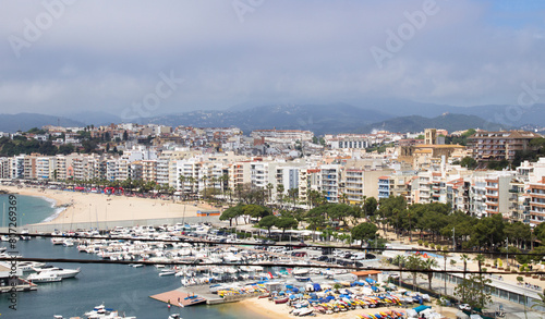 Beautiful view of the city and embankment on the summer day. Blanes. Spain. © Liudmyla