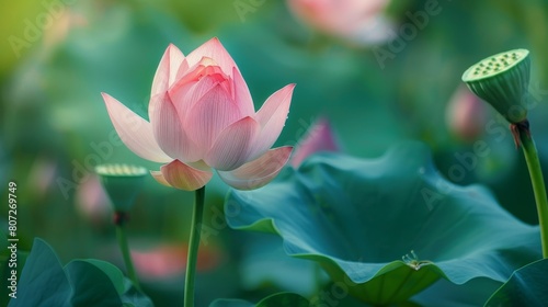 delicate beautiful pink lotus buds