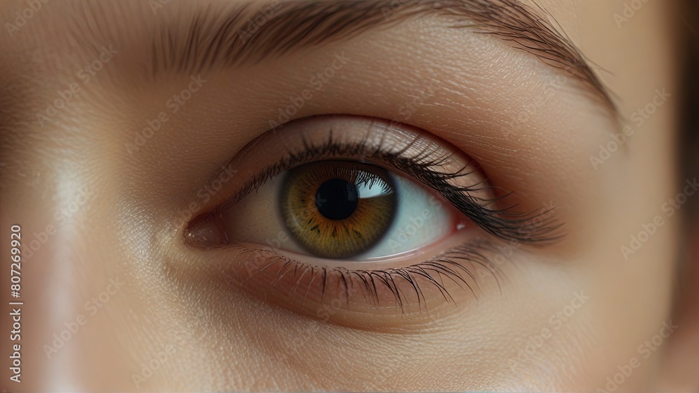 Intricately Detailed Female Eye: Stunning Macro Close-Up of Natural Beauty.