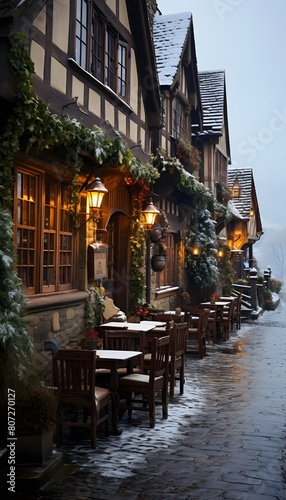 Cafe in the old town of Colmar, Alsace, France
