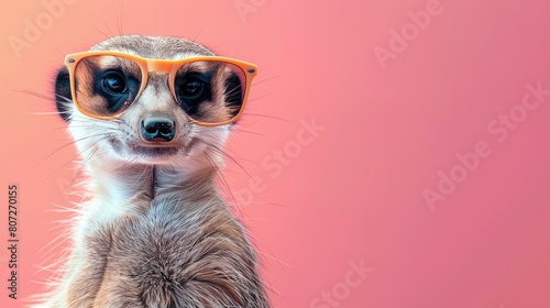 meerkat standing on the pink background