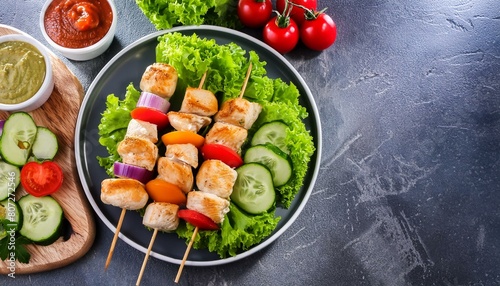 grilled chicken with vegetables and salad