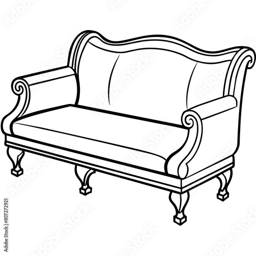 Elegant Vintage Chaise Lounge Sofa Vector Illustration