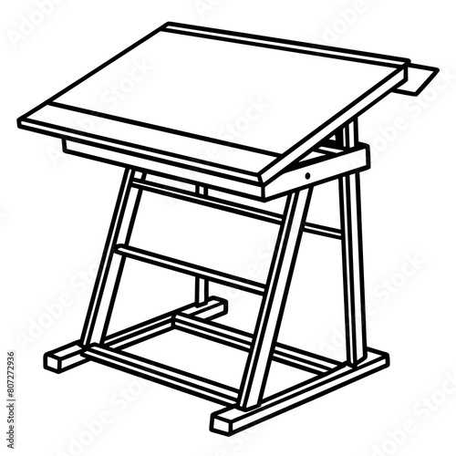Fototapeta Naklejka Na Ścianę i Meble -  Drafting Table Clipart - Adjustable Desk SVG Icon for POD & Microstock Design