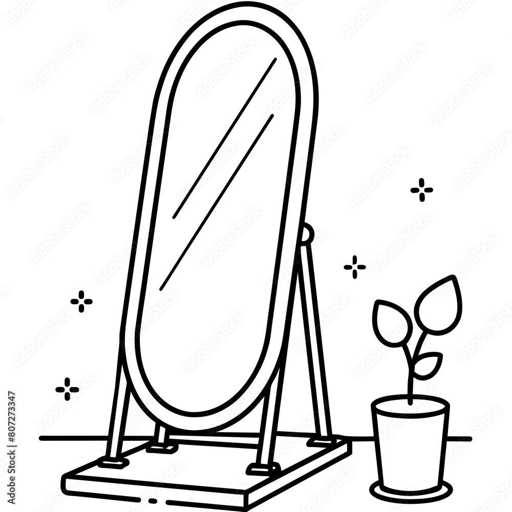 Minimal Black and White Line Art Mirror Minimal Black and White Line Art Mirror