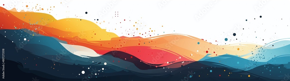 colorful vibrant wavy banner background with ratio size 32:9