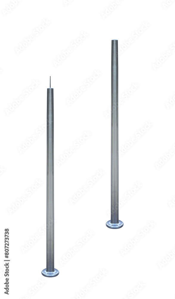 Vertical metal support posts, poles - on isolated transparent background. Vertical metal support posts, poles - on isolated transparent background.