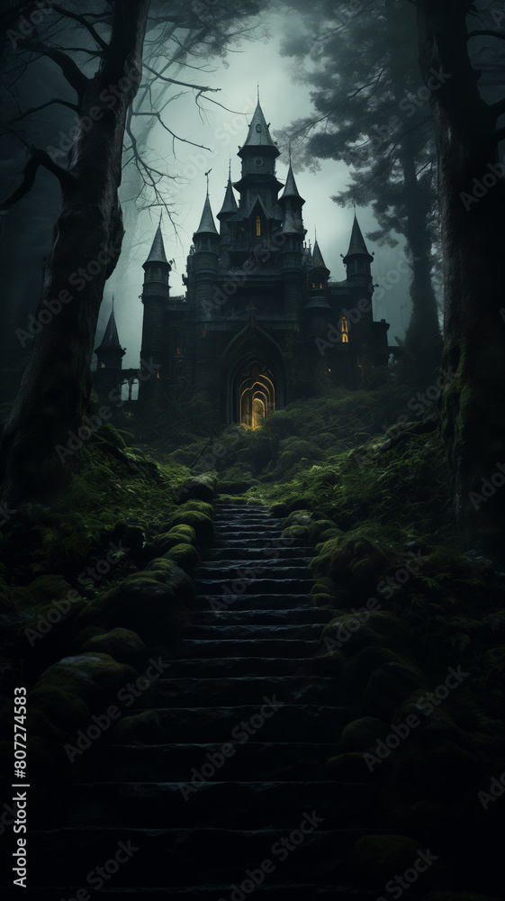 Gothic Castle & Stairway Background Gothic Castle & Stairway Background
