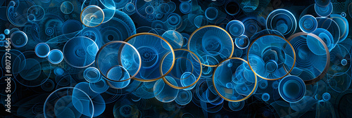 Abstract illustration of interlinked circles symbolizing digital connection and networking