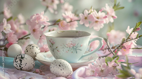 A delicate tea cup amidst a serene setting