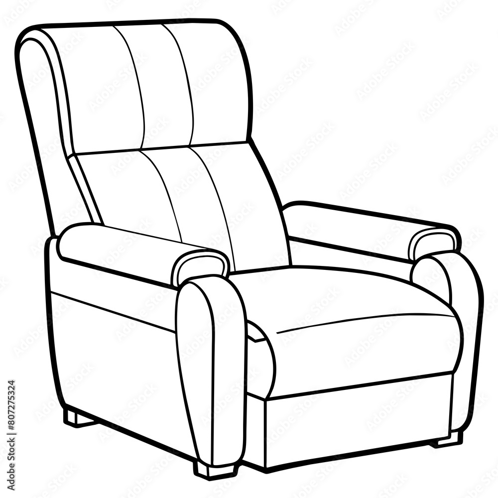 Modern Recliner Chair Line Drawing: Furniture and Interior Design Graphics with Extended Footrest Modern Recliner Chair Line Drawing: Furniture and Interior Design Graphics with Extended Footrest