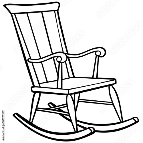 Rocking Chair Line Drawing: Furniture and Interior Design Graphics