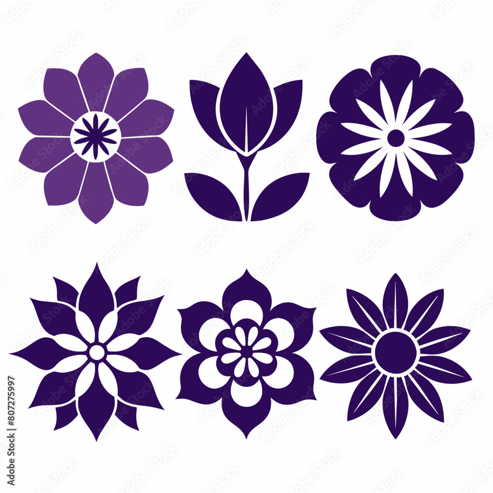Obraz premium create-a-set-of-flower-icon-vector-art-illustratio (84)