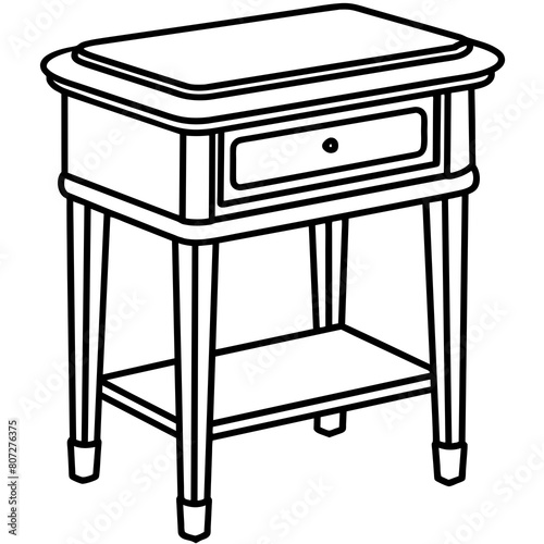 Vintage-Style Vanity Table Line Drawing: Elegant Furniture Graphics for Print and Digital Projects
