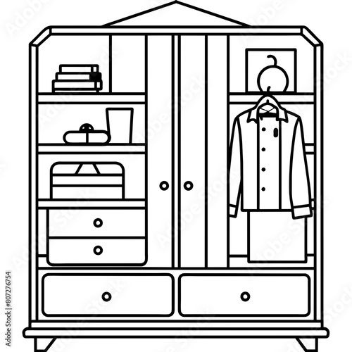 Wardrobe with Drawers Vector Illustration for T-Shirt Design, Hoody Design, Pillow Cover Design - High-Quality Printable Graphics, SVG Files, and More