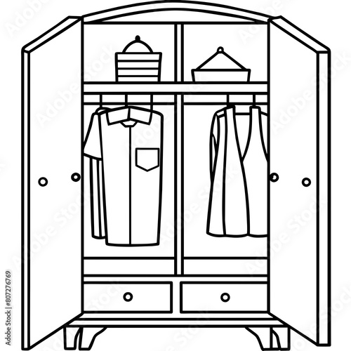 Wardrobe with Drawers Vector Illustration for T-Shirt Design, Hoody Design, Pillow Cover Design - High-Quality Printable Graphics, SVG Files, and More