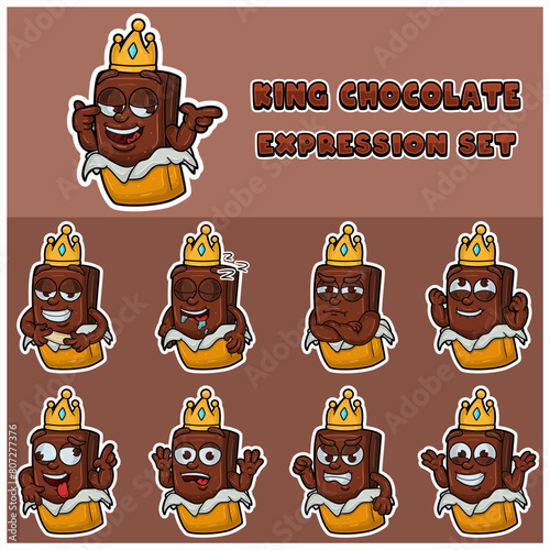 Chocolate Expression set. Mascot cartoon character for flavor, strain, label and packaging product.