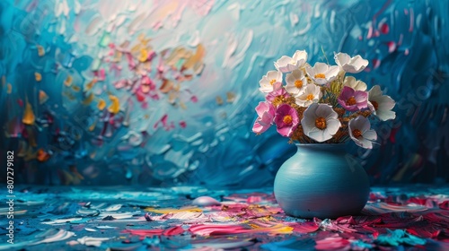 Flowers in a Blue Vase Painting