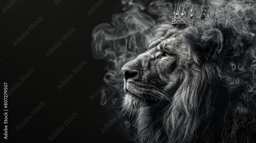 Majestic Lion Wearing Crown