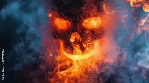 Womans Face Erupting Fire