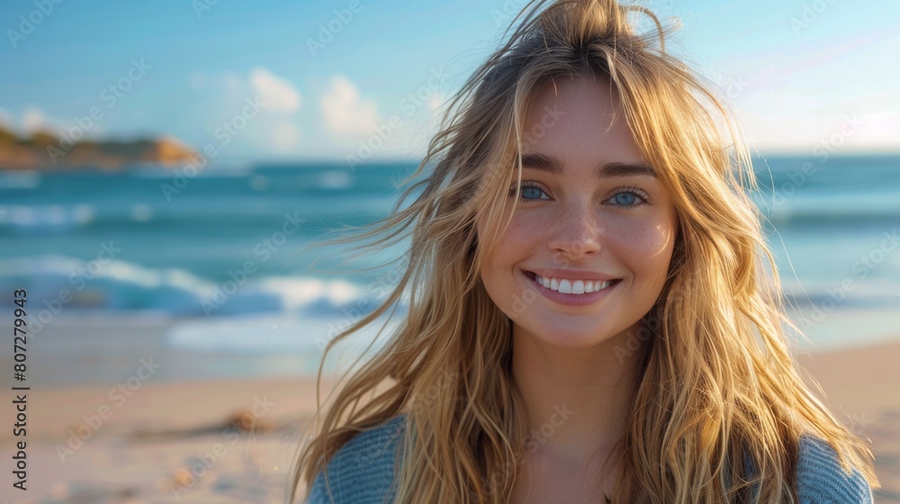 Woman Standing on Top of Sandy Beach