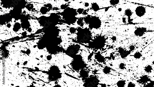Abstract black paint  Black paint stains on white background  gently thrown on the wall