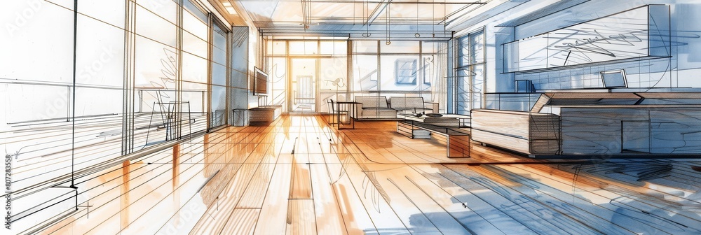 A hand-drawn living room filled with elegant furniture, highlighted by a grand piano as the focal point. Generative AI A hand-drawn living room filled with elegant furniture, highlighted by a grand piano as the focal point. Generative AI