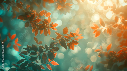 Autumn leaves with a warm bokeh background