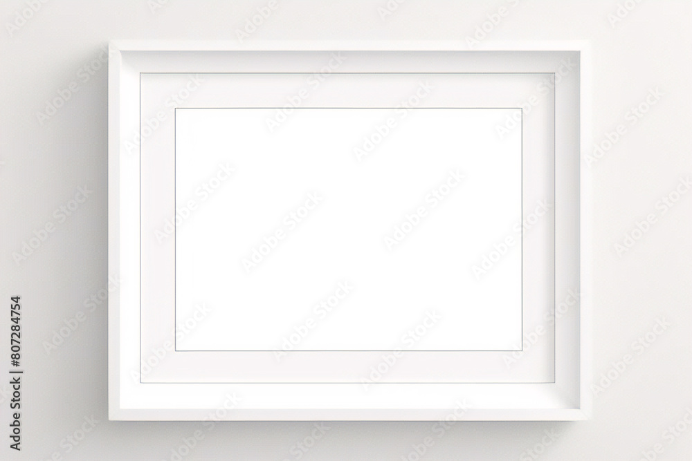 Realistischer leerer rechteckiger weißer Rahmen mit Passepartout auf grauem Hintergrund, Rand für Ihr kreatives Projekt, Mock-up-Muster, Vektordesignobjekt Realistischer leerer rechteckiger weißer Rahmen mit Passepartout auf grauem Hintergrund, Rand für Ihr kreatives Projekt, Mock-up-Muster, Vektordesignobjekt