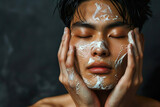 Close-up Portrait of a Young asian Man. Skin care