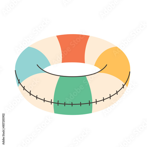 Inflatable swimming ring. Rubber ring. Summer beach vacation. Inflatable pool toy. Vector illustration in flat style