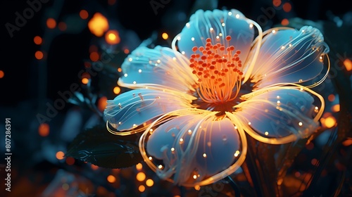 A neon flower, a digital echo of the natural world's enigmatic charm.
