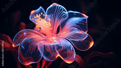 A neon flower, a digital echo of the natural world's enigmatic charm.